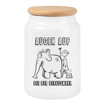 Augen Auf Bei Der Berufswahl I Tierarzt Geschenk - Keksdose mit Holzdeckel - Weiß - Vorne