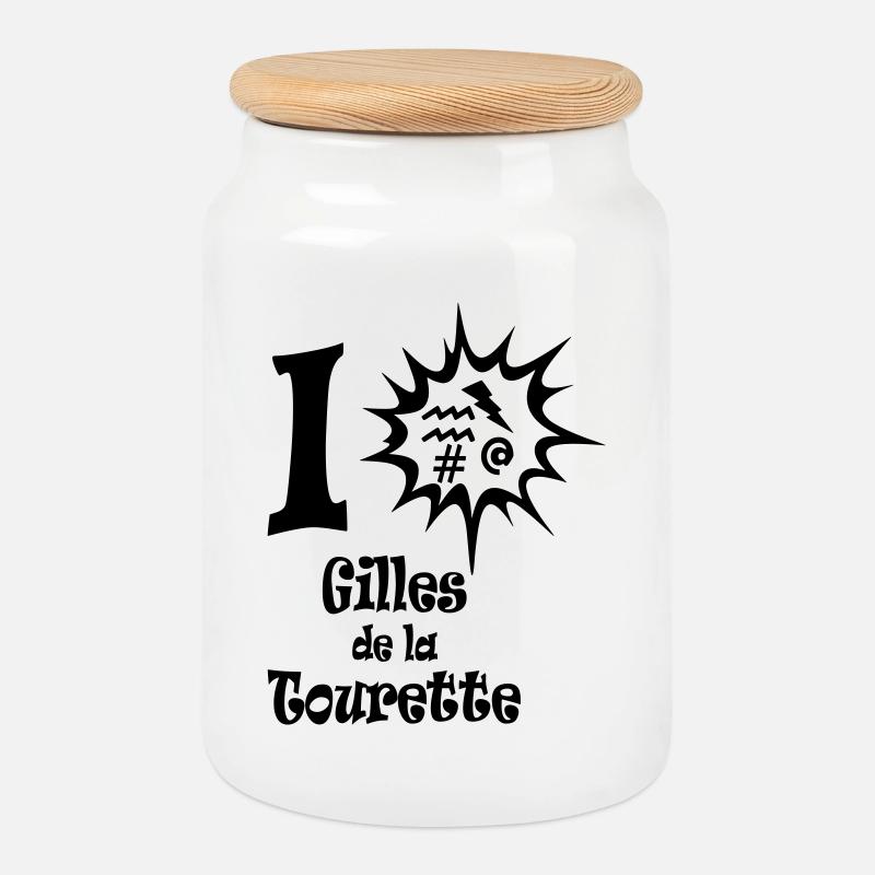 Tourette - Cookie Jar with Wooden Lid - white