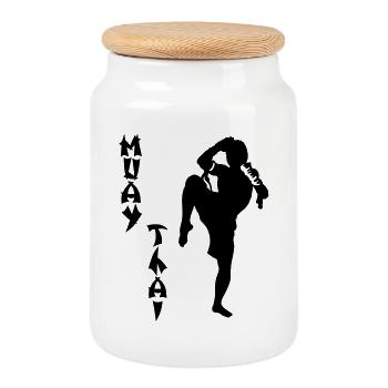 Muay Thai - Keksdose mit Holzdeckel - Weiß - Vorne