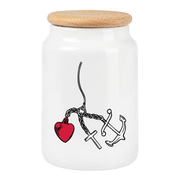 la foi, l'amour, le cœur de l'espoir - Boîte à biscuits avec couvercle en bois - blanc - Devant