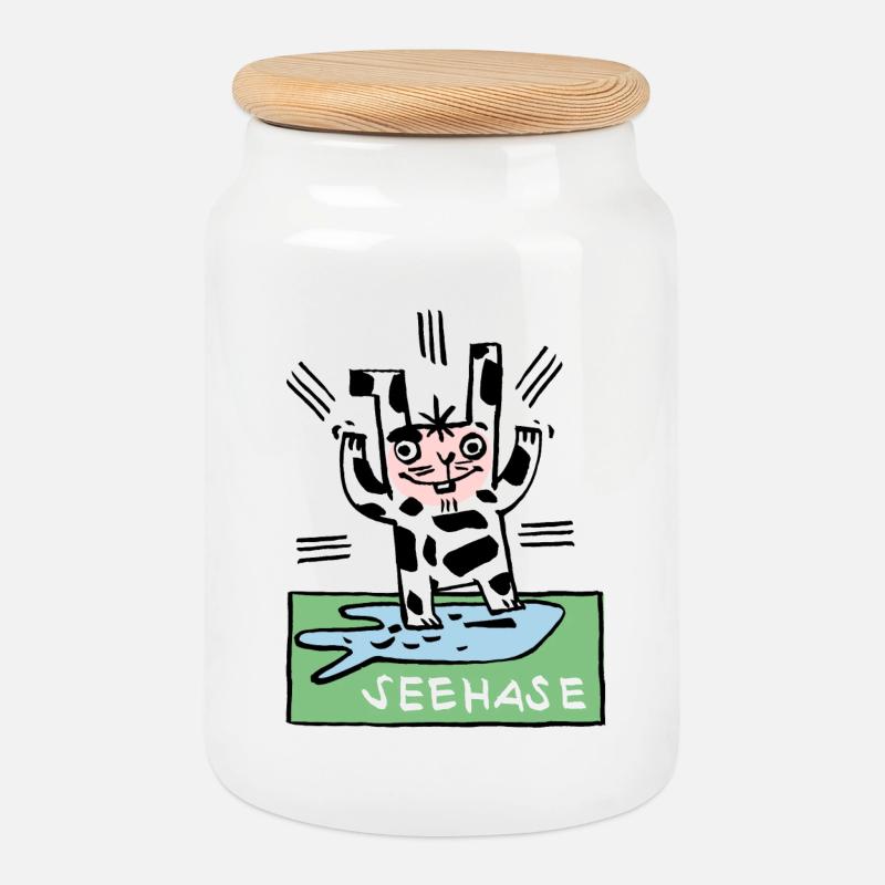Seehase - Keksdose mit Holzdeckel - Weiß