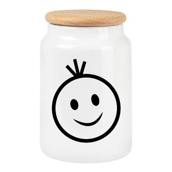 happy face - Keksdose mit Holzdeckel - Weiß - Vorne