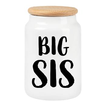 big sis Schwester Geschwister Familie Geschenk - Keksdose mit Holzdeckel - Weiß - Vorne