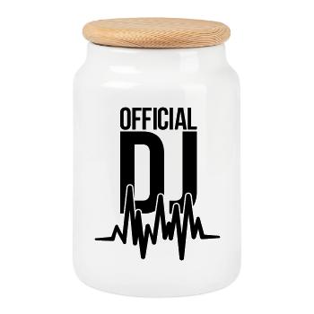 dj - Cookie Jar with Wooden Lid - white - Front