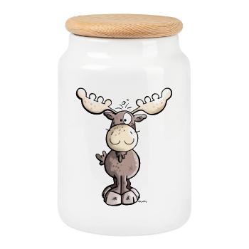 Wapitis douces - Boîte à biscuits avec couvercle en bois - blanc - Devant