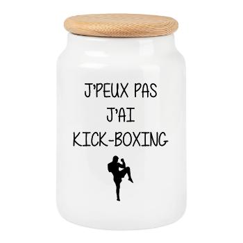 Kickboxing / Kick-Boxeur / Kick Boxing / - Boîte à biscuits avec couvercle en bois - blanc - Devant