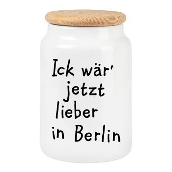 Ick wär' jetzt lieber in Berlin - Keksdose mit Holzdeckel - Weiß - Vorne