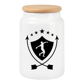 Discus Thrower Diskuswurf Lancer de Disque Diskos - Cookie Jar with Wooden Lid - white - Front