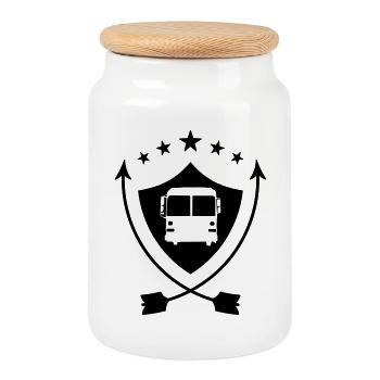Bus / Conducteur / Travail / Métier / Job - Boîte à biscuits avec couvercle en bois - blanc - Devant
