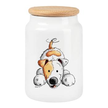 Sweet Jack Russell - Cookie Jar with Wooden Lid - white - Front