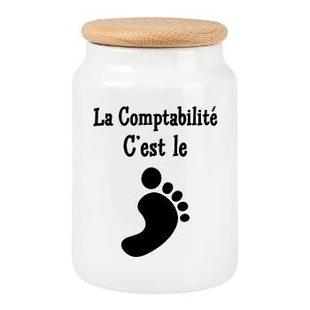 Accountant / Accounting / Comptable / Comptabilité - Cookie Jar with Wooden Lid - white - Front