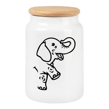 Elephant, Africa - Cookie Jar with Wooden Lid - white - Front
