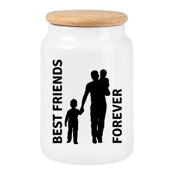 Bestfriendsforever, Vater, Kinder, Geschenk - Keksdose mit Holzdeckel - Weiß - Vorne
