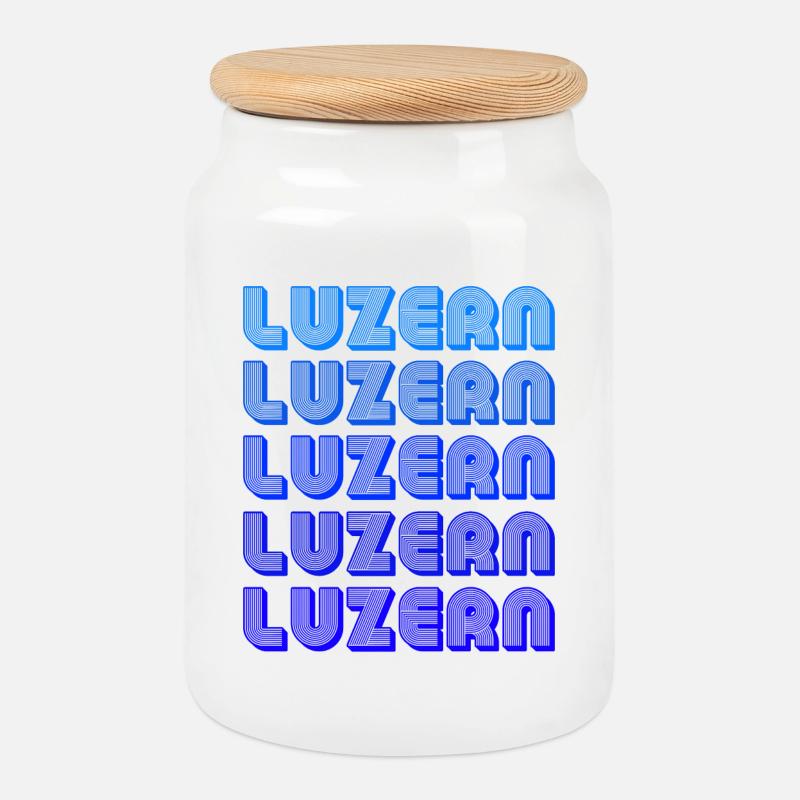Luzern Gradient Schriftzug - Keksdose mit Holzdeckel - Weiß