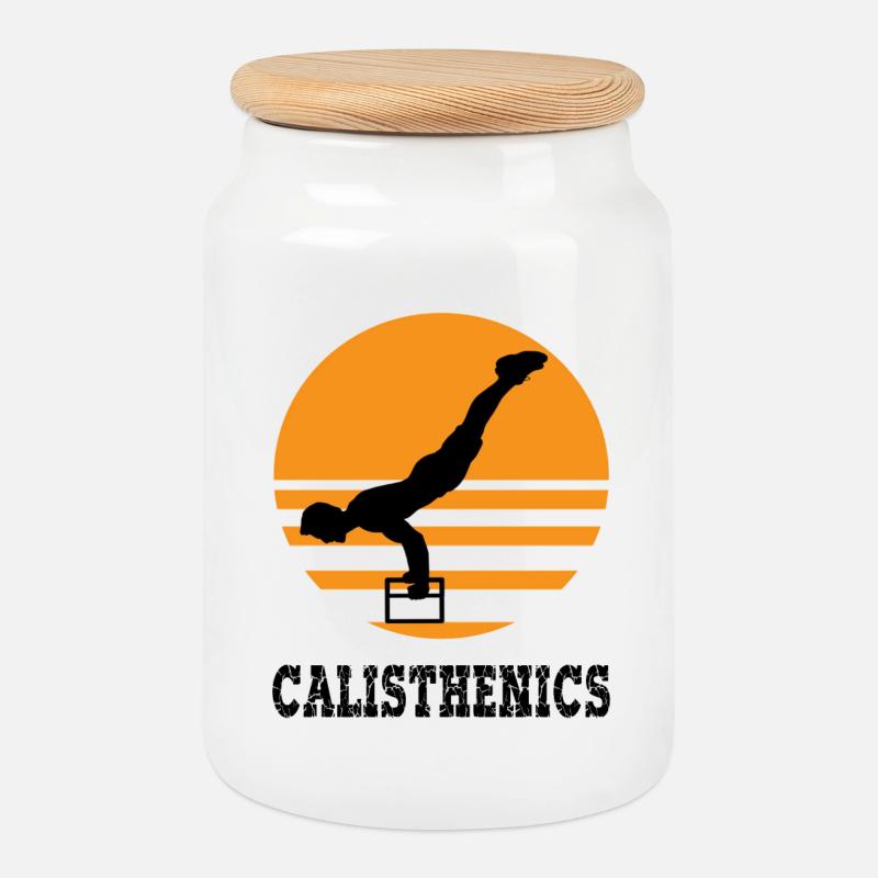 Calisthenics - Keksdose mit Holzdeckel - Weiß