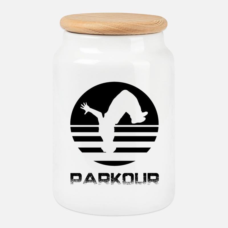 Parkour - Keksdose mit Holzdeckel - Weiß