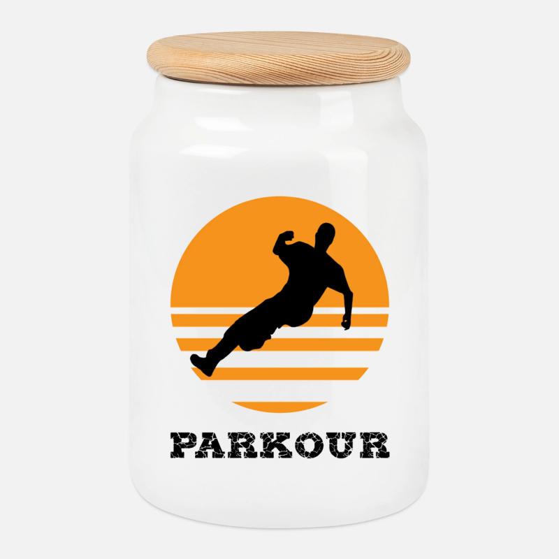 Parkour - Keksdose mit Holzdeckel - Weiß
