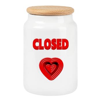 HEART closed - Herzschmerz - Liebeskummer V.2 - Keksdose mit Holzdeckel - Weiß - Vorne