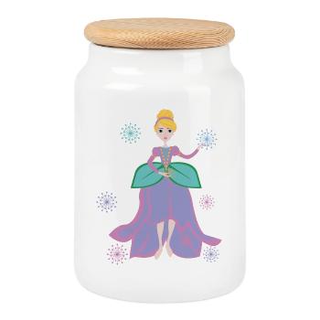 Princess fantasy with flower heart - Cookie Jar with Wooden Lid - white - Front
