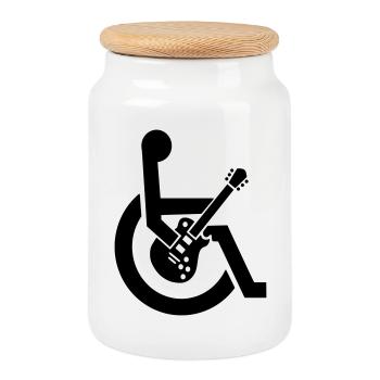 Wheelchair, wheelchair, guitar, guitarist, disability* - Cookie Jar with Wooden Lid - white - Front