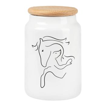 Cheval - Boîte à biscuits avec couvercle en bois - blanc - Devant