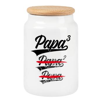 PAPA HIGH 3 ENFANTS PÈRE DE TROIS ENFANTS - Boîte à biscuits avec couvercle en bois - blanc - Devant