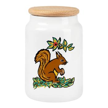 EG Eichhörnchen I Tier I Urlaub I Geschenk - Keksdose mit Holzdeckel - Weiß - Vorne