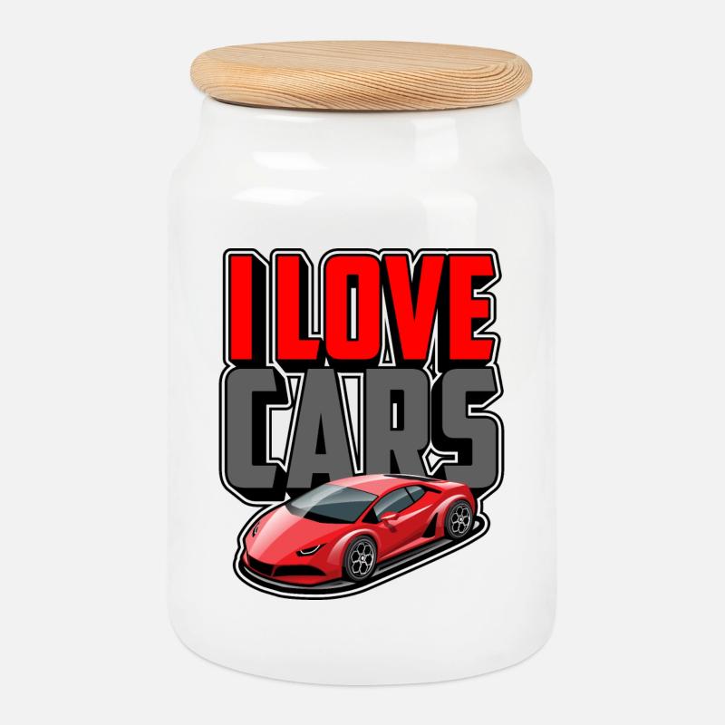 Ich liebe Autos - Keksdose mit Holzdeckel - Weiß