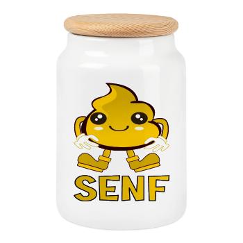 Senf Kawaii - Fastfood Sauce - Grillen - Keksdose mit Holzdeckel - Weiß - Vorne