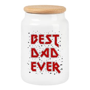 Best Dad Ever metal rock cool Spruch rot Vater - Keksdose mit Holzdeckel - Weiß - Vorne