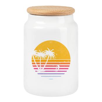 Plage été vacances palmiers 4 - Boîte à biscuits avec couvercle en bois - blanc - Devant