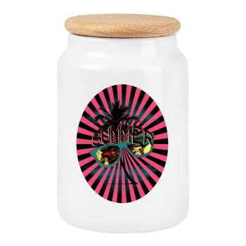 Summer Sunbeams Palm Tree Sunglasses - Cookie Jar with Wooden Lid - white - Front