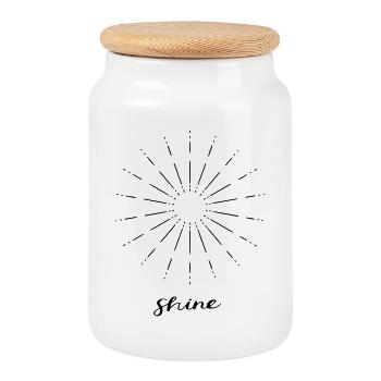 Briller - Boîte à biscuits avec couvercle en bois - blanc - Devant