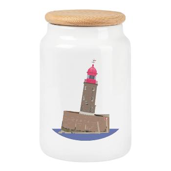 Der schiefe Turm von Bremerhaven ohne Text - Keksdose mit Holzdeckel - Weiß - Vorne