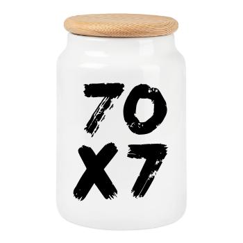 70x7: Infinite Forgiveness - Gospel of Matthew - Cookie Jar with Wooden Lid - white - Front