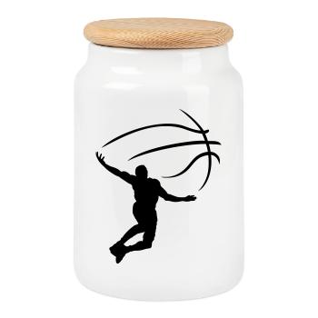 Sport - Boîte à biscuits avec couvercle en bois - blanc - Devant