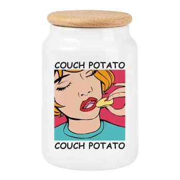 Couchpotato Popart Snack - Cookie Jar with Wooden Lid - white - Front