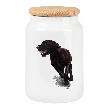 Galop de poil métallique - Boîte à biscuits avec couvercle en bois - blanc - Devant