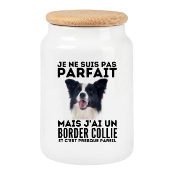 je ne suis pas parfait mais j ai un border collie - Boîte à biscuits avec couvercle en bois - blanc - Devant