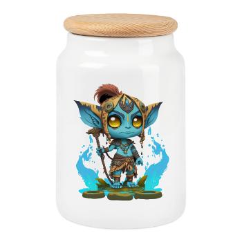 Avatar La Voie de l'Eau, mignon personnage, navi - Boîte à biscuits avec couvercle en bois - blanc - Devant