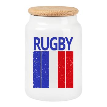 Rugby, Rugby-Fan, Rugbyspieler - Keksdose mit Holzdeckel - Weiß - Vorne