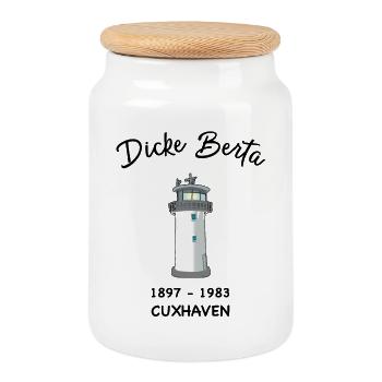 phare Dicke Berta, Cuxhaven, port - Boîte à biscuits avec couvercle en bois - blanc - Devant