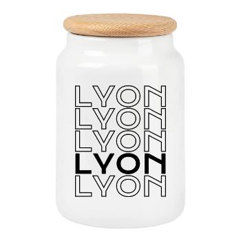 Lyon France Fra Typographie - Boîte à biscuits avec couvercle en bois - blanc - Devant