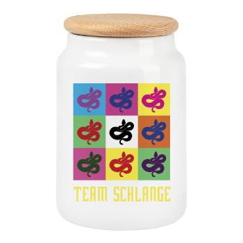 Team Schlange - Keksdose mit Holzdeckel - Weiß - Vorne