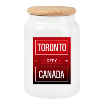 Toronto, Canada - Cookie Jar with Wooden Lid - white - Front