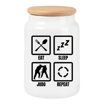 Judoka Routine - Cookie Jar with Wooden Lid - white - Front