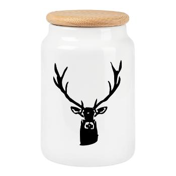 Cerf noble de l’avant - Boîte à biscuits avec couvercle en bois - blanc - Devant