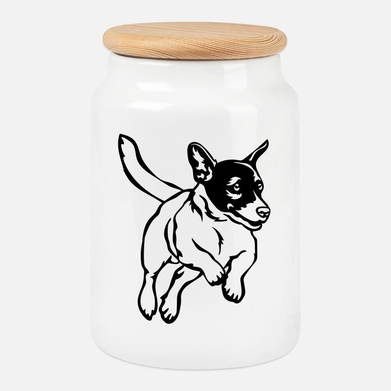 Jack Russell Terrier - Cookie Jar with Wooden Lid - white