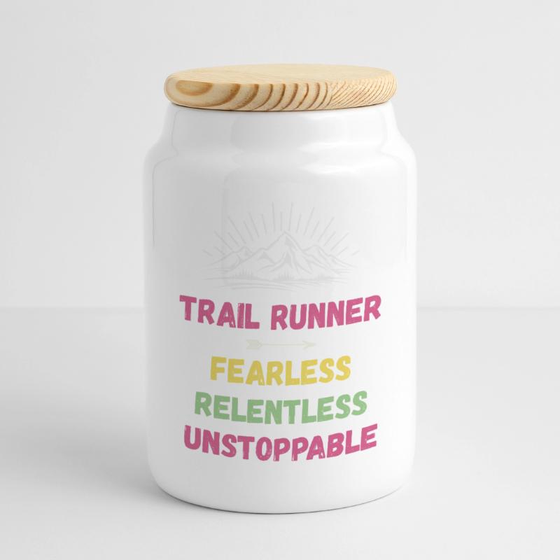 Trail Runner - Intrépide. Implacable. Imparable. Boîte à biscuits avec couvercle en bois