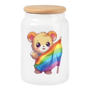 Love is a Bear Necessity - Cookie Jar with Wooden Lid - white - Front